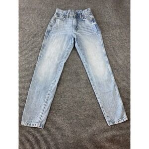 Arizona Jean Co Women's Highest Rise Mom Jeans Size 0 XS Blue White-Wash